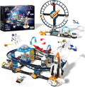 Utbttor 2 in 1 Space Roller Coaster Building Set with Rockets UFO Satellites Space Capsules Buildable City Park Friends Building Block Toys STEM Gift for Birthday Party Boys Girls Child 6+