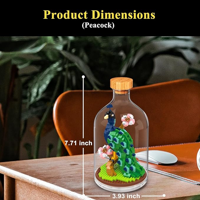 Creative Peacock Toy Building SetAdult Mini Animal Friend SetParty Favors Gift for FriendAnimal Lover Office Home Decor Birds Building Block KitNew Year Easter Birthday Gift for Family