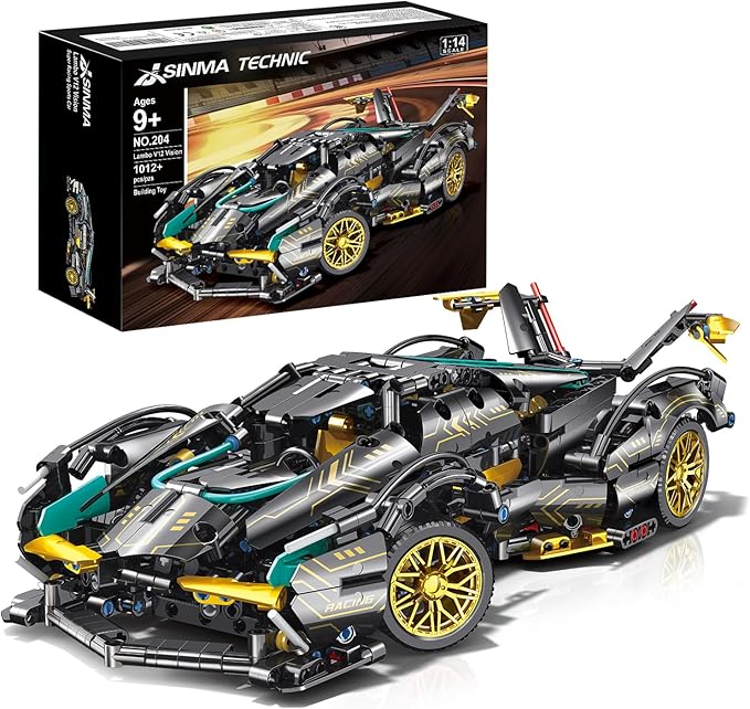 Technic Sports Car Building Blocks Toys Boys or Adults Kits 1:14 MOC Lambo V12 Building Set Speed Champions Raceing Car Model Vehicle Set for 10 12 14+ Year Boys(1012pcs)