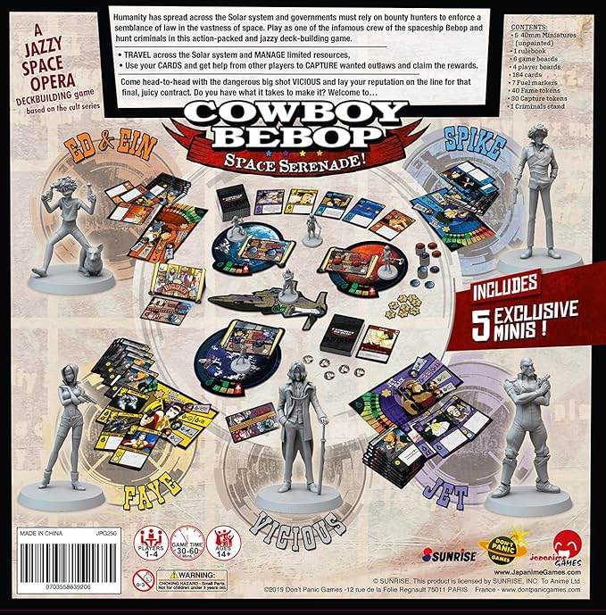 Japanime Games Cowboy Bebop: Space Serenade | from The Creator of Harmonies | Cooperate to Take Down Vicious | 1-4 Players | Ages 14+ | 30-90 Min Play Time