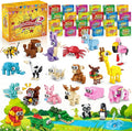 Party Favors for Kids - 24 Pack 72 Animal Building Block Toys for Goodie Bag Stuffers Easter Classroom Prizes Mini Building Set Birthday Party Gifts for Boys Girls Ages 6-12