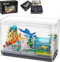 Fish Tank Building Blocks Toy SetsCreative Ideals Aquarium Building Blocks(Can add Water and Charge Light Effects) Best Choice for 6+ Boys Girls or Adults