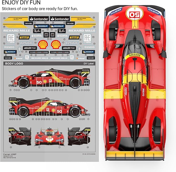 RASTAR RC Cars 1/14 Ferrari 499P Le Mans Hypercar Remote Control Sports Car Ferrari RC Drift Cars for Adults Ferrari Toy Car for Kids 2.4G