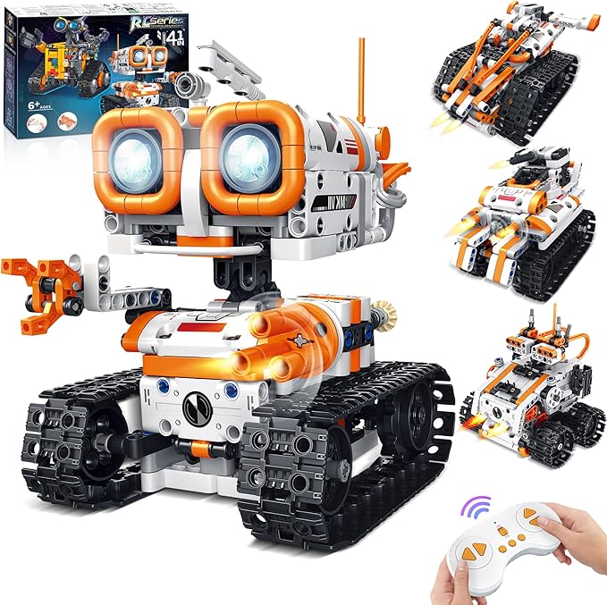 4 in 1 STEM Educational Building Block Robot Kit - App &amp Remote Control Robot Toys for Kids Aged 6-12