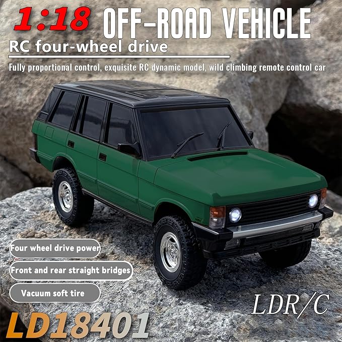 LDRC 1/18 Rc Climbing Car Ld18401 4wd Off-Road Vehicle Professional Adult Model Remote Control Crawler Cars (Green)