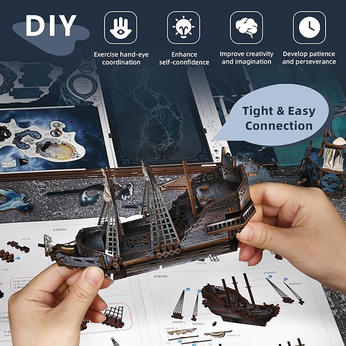 Book Nook Kit DIY Doll House Booknook Miniature Kit for Bookshelf Doll Houses for Adults Teen Halloween 3D Wooden Puzzle Bookends with Led Light and Dust Cover (Sirens Song)