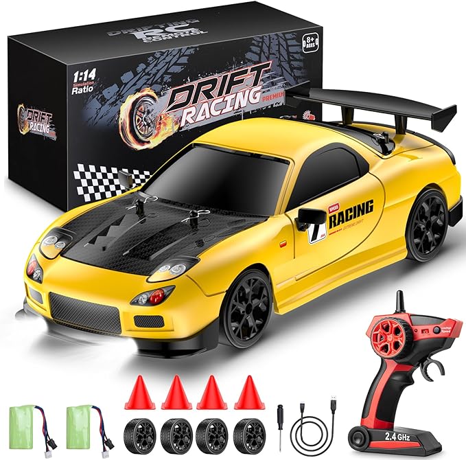 RC Drift Car 1:14 4WD Drift Remote Control Car 2.4GHz 28km/h Drift RC Car LED LightsRacing and Drift Tires RTR for Teens Kids Boys