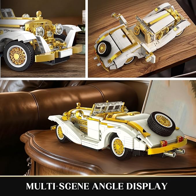 Mould King 10003 Classic Car Model Kit MOC Vintage Car Building Blocks Set Gift for Kids Age 8+/Adults Collections Enthusiasts (958+ Pieces Static Version)