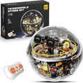 Transparent Spherical Robot Building Block SetStem Toys for Ages 8-13Programmable Remote-Controlled PoweredLED Expression Display and Cyberpunk LightingHoliday and Birthday Gifts