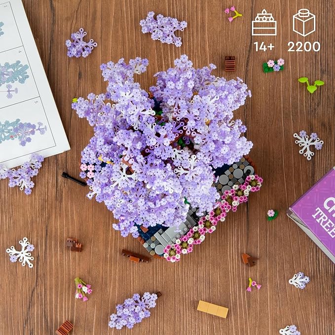 HIGH GODO Cherry Blossom Bonsai Tree Micro Building Set Japanese Sakura Tree House Model Sets Flowers House Mini Bricks Building Kit Creative Toys for Teens Adults 14+ (2200PCS)
