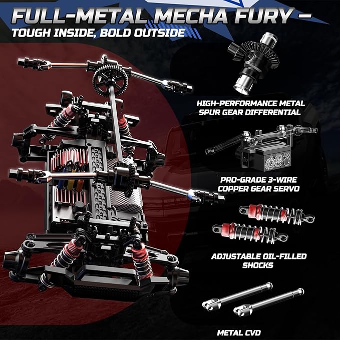DEERC 308E Brushless Fast RC Cars for Boys &amp Adults 55KM/H 1:18 Off-Road RC Truck All Terrain 4x4 Racing Mecha Car 50 Mins Waterproof Remote Control Monster Truck Compatible with 3S Battery