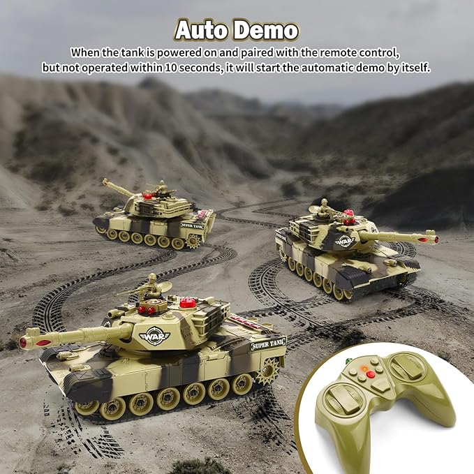 Remote Control Tank for Boys - Kids Simulated Army Tank Toy 1:28 Scale 8 Channels RC Tanks with Toy Soldiers 2 Batteries Rotating Turret &amp Sound Military Toys Great Gift for Boys Age 8 9 10