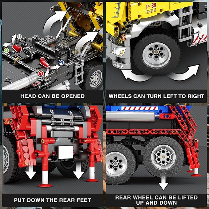Reobrix Skip Loading Truck Building Blocks Set 22016 RC Dump Truck Model Kit for Adult Remote Control Technic Construction Vehicle Toys Gifts for Adult 14+
