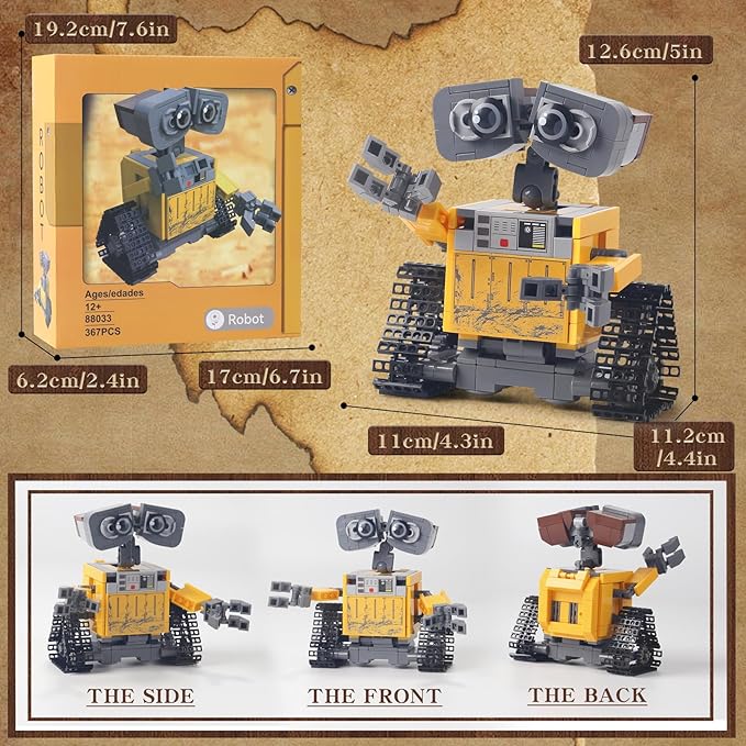 DIY Robot Wall-e Building Blocks Set Compatible with Lego walle SizeGreactive Minifigure Robots Model Display Toy ArchitectureUnique Education Gift Toy for 6+ Kids or Adults