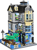 General Jim's 3-Story Victorian Townhouse &amp Garden Coffee Shop 2313-Piece Blue &amp Yellow Modular Building Blocks Set - MOC City Buildings - Great Gift for Brick Building Enthusiasts