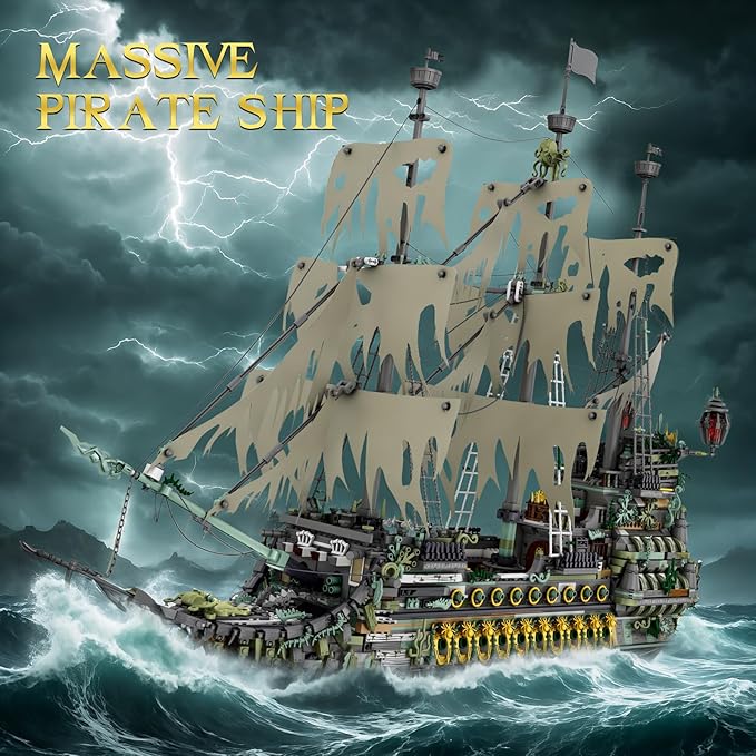 JMBricklayer Pirate Ship Building Set for Adults - Ghost Ship Flying Dutchman Model 5865 Pieces