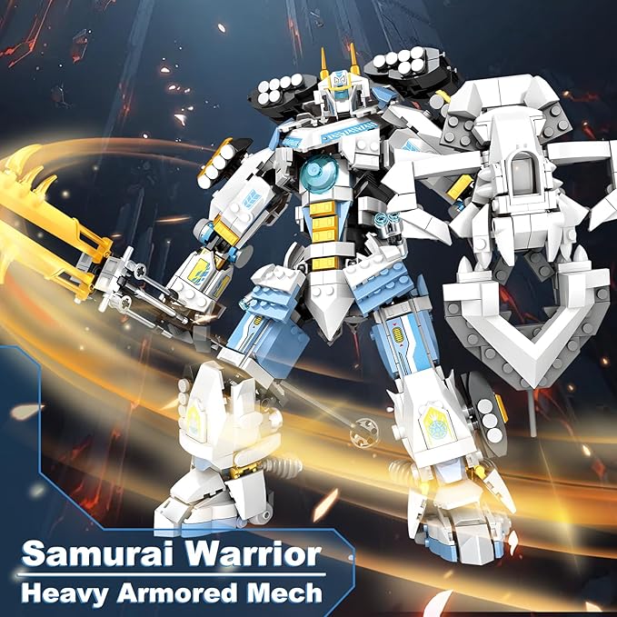 HIGH GODO Samurai Mech Warrior Building Sets Robot with Long Swords Shields Display Base Building Toy Set 1588 Pieces Creative Collectible Ninja Gift Set for Adults Man Teens 14+