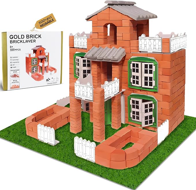 Brick and Mortar Construction Set - Perfect Building Blocks for Kids Ages 6 and Up a DIY Versatile Building Set and STEM Building Toy Ideal for Birthday