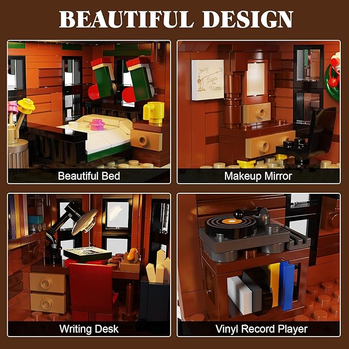 It's A Wonderful Life House Building Set with LED Light Christmas Holiday Snow House Building Blocks Toy Compatible with Lego Chritmas Village Gifts for Friends、Family Ages 18+ (1549PCS)