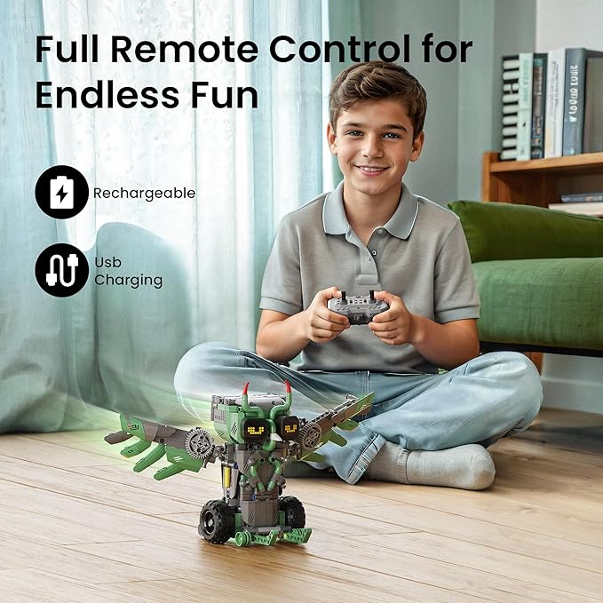 Sillbird Robot Car Building Kit with Remote Control for Boys Ages 8-14 STEM Coding Robotics Technic Toy Birthday Gifts for Kids Buildable 5in1 Models with 727 Pieces