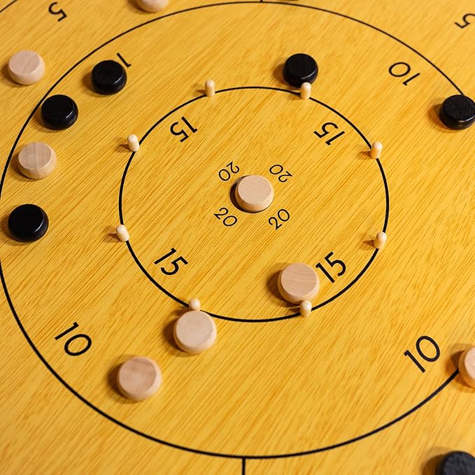 27 Inch Crokinole Board Game Crokinole &amp Checkers with 22 Inch Playing Surface 24 Discs and Storage Bag Canadian Heritage Tabletop Games Dexterity Krokinole Games for Families and Friends