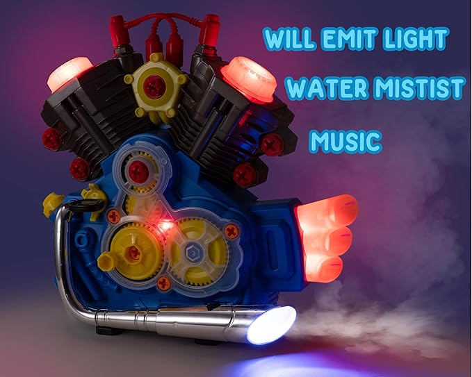 Engine Building Kit Kids Mechanic Repair Set for Kids Motorcycle EngineTake Apart Toys-42pc PlaysetSTEM Engine Model Kit Toy with Cool Lights&ampSoundsEducational Toys for 3+ Year Old (Blue)