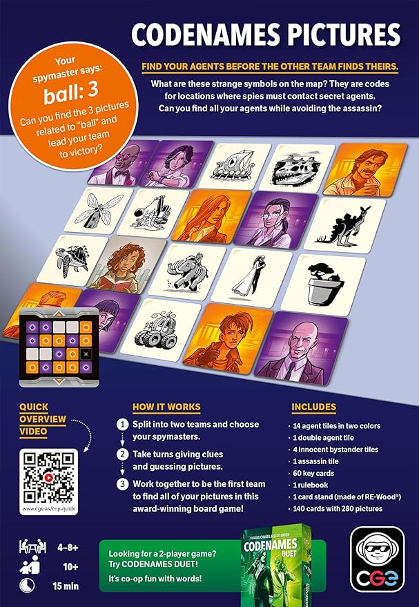 CGE Codenames: Pictures Board Game (2nd Edition) The Top Secret Picture Association Party Game for Friends &amp Family Game Nights 4+ Players