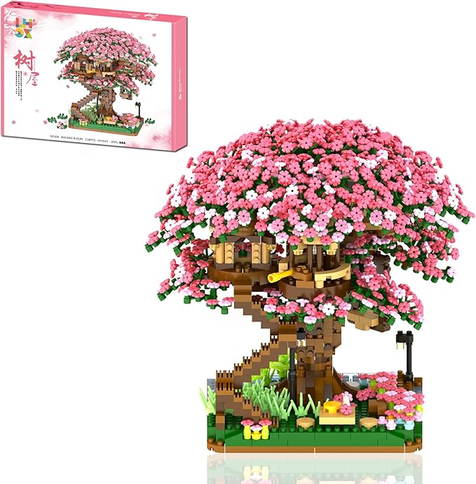 Cherry Bonsai Tree Building Sets for GirlsMicro Mini Building Blocks of Cherry Blossom Bonsai Tree kit2008pcs Mini Bricks Sakura Tree House Good Gift for You