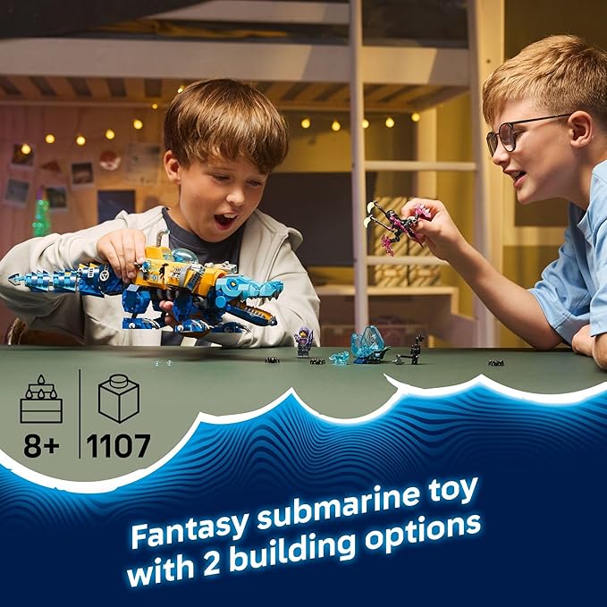 LEGO DREAMZzz Crocodile Submarine Building Toy for Boys &amp Girls - Pretend Play Set for Kids Ages 8+ W/2 Build Options - Includes 3 Minifigures &amp Treasure Creature - Gift Idea for Birthdays -