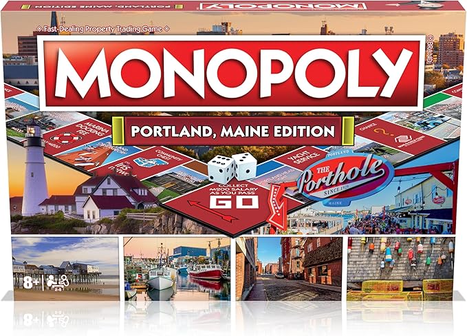 Monopoly Board Game Portland ME Edition: 2-6 Players Family Board Games for Kids and Adults Board Games for Kids 8 and up for Kids and Adults Ideal for Game Night