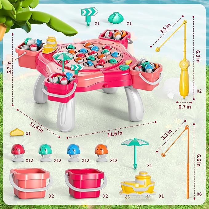 Magnetic Fishing Game for Kids Toddlers 3-5 70 pcs Fishing Toys for Kids Toddlers 3-5 Table Toys Board Game Birthday Gifts for 3 4 5 6 7 8 Years Old Kid Toddler