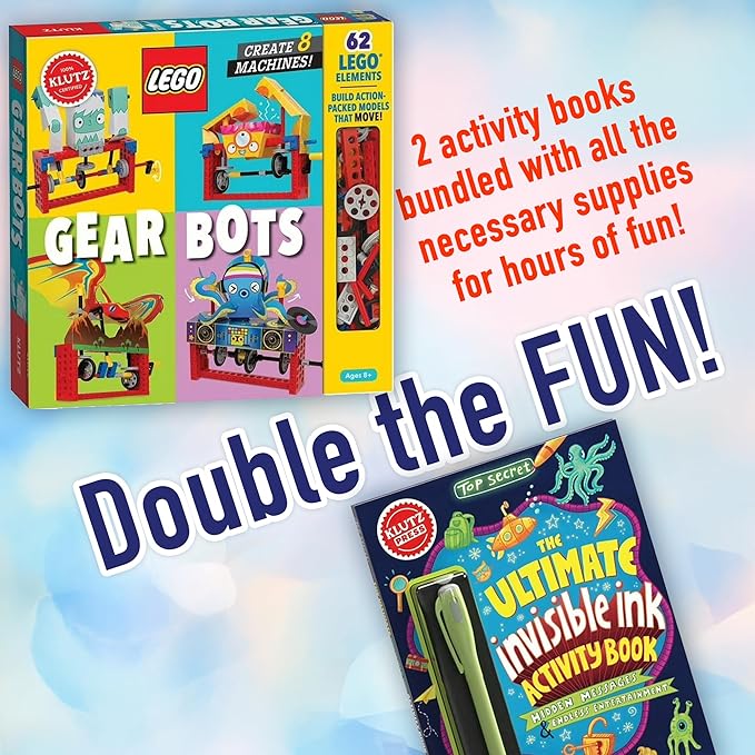 Klutz Lego Gear Bots Science Building Kit Invisible Ink Activity Book 62 Elements to Make 8 Different Versions of Moving Machines