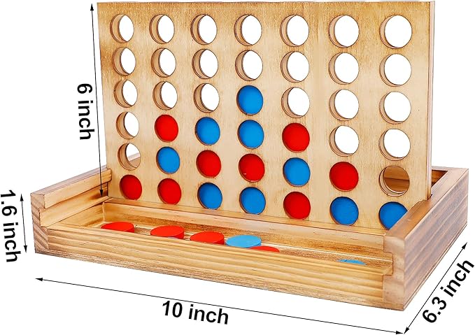 Glintoper Tic Tac Toe &amp 4 in a Row Tables Game Set Classic Board Line Up 4 for Living Room Rustic Table Decor and Use as Game Top Wood Guest Room Decor Strategy Board Games for Families