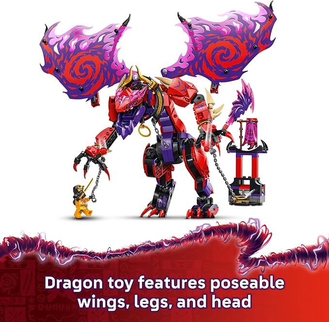 LEGO NINJAGO Thunderfang Dragon of Chaos Building Toy for Kids Ages 8+ - Dragon Rising Playset with 6 Minifigures and Poseable Figure - Birthday Gift Idea for Boys and Girls - 71832