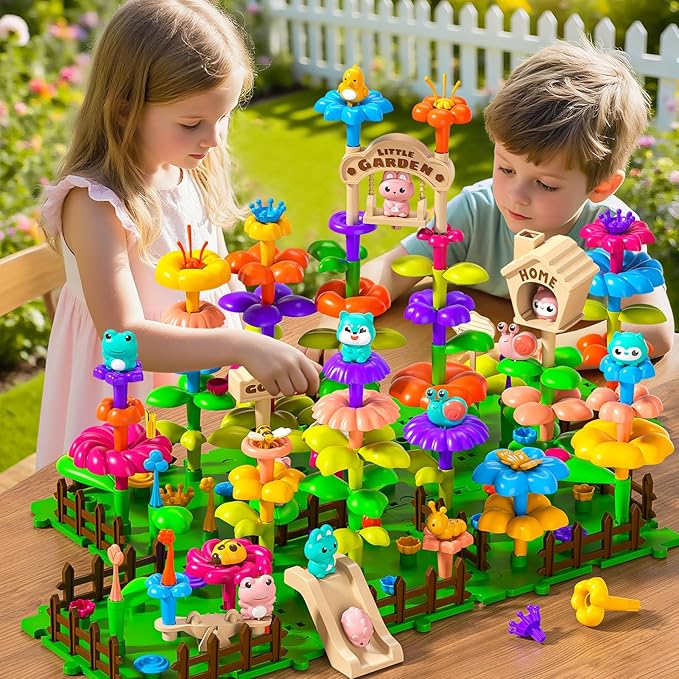 145 Pcs Toys for 3 Year Old GirlToddler Gardening Set Flower Garden Toy Girls Building Sets Best Educational Learning Fine DIY Crafts Stem Construction Stacking Kitfor 3 4 5 6 7 Years Kids