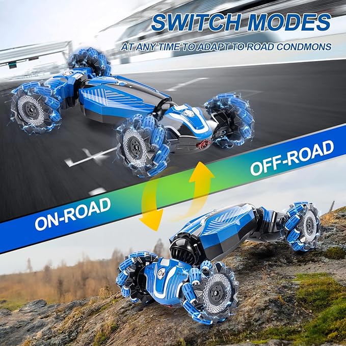 Gesture Sensing RC Stunt Car 2.4GHz 4WD Remote Control Gesture Sensor Toy CarsDrift Remote Control Car with 360° Flips Lights &amp Music for Boys Girls Ages 5-12