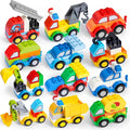 JOYIN 80Pcs Toddlers Car Building Blocks Set 12Pcs Different Vehicles Build Your Own Toy Cars Compatible with Brand Name Building Bricks for Kids Boys Girls Birthday Easter Gift