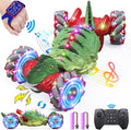 Remote Control CarDinosaur Toys car for Kids2.4GHz LED Gesture Sensing RC Car4WD Rotation RC Stunt Car with Lights and MusicDino Toys for Kids Ages 3 4 5 6 7 Gifts for Boys Girls(Red)