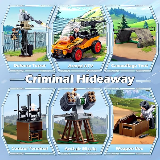 City SWAT Building Set - 7 Minifigures Helicopter Police Car &amp 830 Pieces - Compatible with Lego City Police Station - Gift for Boys &amp Girls Aged 6+