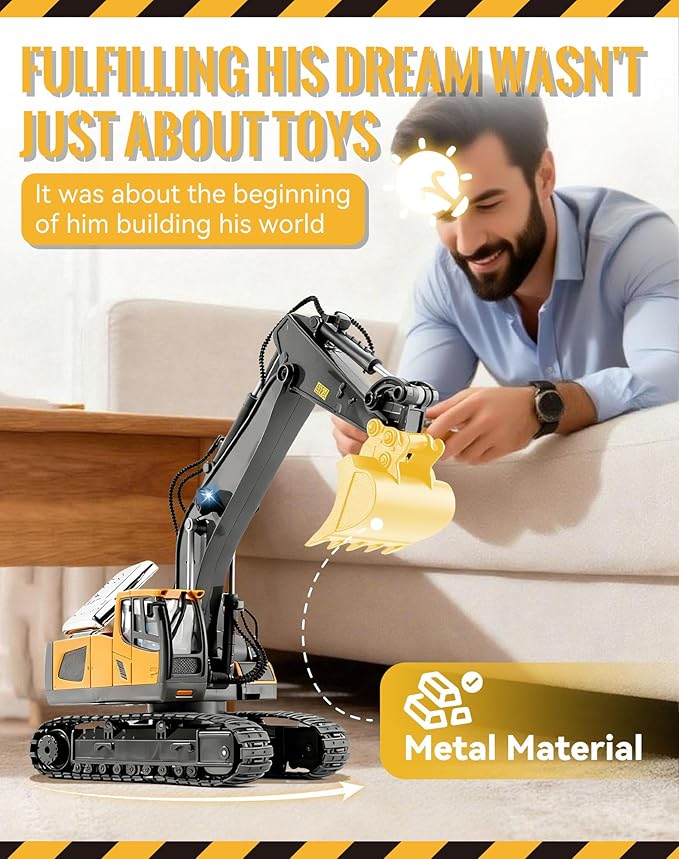 Construction Rc Set of 4 Rc Excavator for Adults Command The Site Conquer The Dirt Remote Control Excavators with 360 Rotation Metal Parts Little Builders Big Action(1pc-4)
