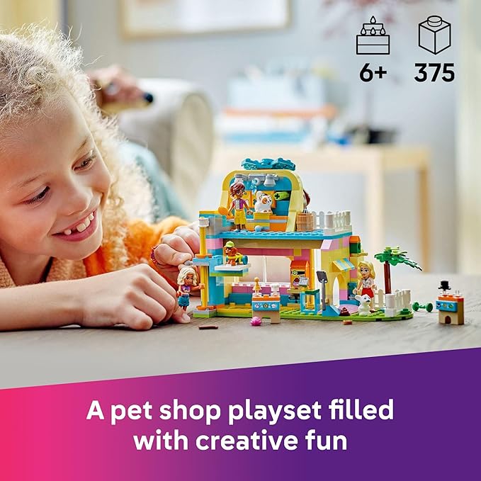 LEGO Friends Pet Accessories Shop Pretend Play Set - Building Toy for Kids Girls and Boys Ages 6+ - with 3 Minidolls Toy Dog Cat &amp Rabbit - Gift Idea for Birthday - 42650