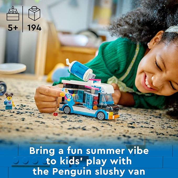 LEGO City Penguin Slushy Van Building Toy - Featuring a Truck and Costumed Minifigure Great Gift Idea for Boys and Girls Truck Toy for Kids Ages 5 and Up 60384