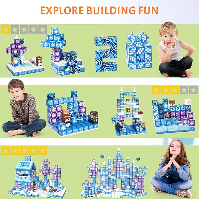 Vdealen 300 PCS Magnetic Blocks-Magnetic Building Blocks Stacking Magnetic Cubes Toy for Kids STEM Montessori Sensory Toys for Boys and Girls Age 3 4 5 6 7 8 9 10 11 12 Christmas Birthday Gift