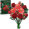 JOJO&ampPeach Flowers Rose Bouquet Building Set for Adults Mom Wife Artificial Poinsettia Botanical Collection for Home Office Display Festive Birthday Gift Toy for Women Girl and Teen 18+ (917PCS