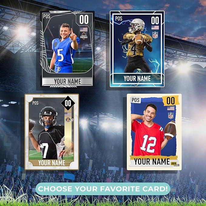 EGD Personalized Football Cards | Ultimate Team Decorations | Football Gifts for Boys | Multiple Sizes &amp Shapes