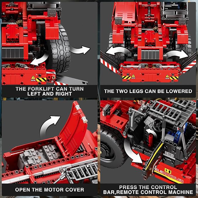 Reobrix Telescopic Arm Forklift Building Blocks Set with Motor RC Crane Mechanical Model Remote Control Tractor Technic Truck Toy for Adults MOC Buildinng Toys Ideas for Boys 14+