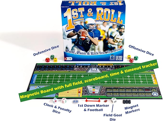 R&ampR Games 1st &amp Roll Football Board Game for Adults and Kids Ideal for Family Night