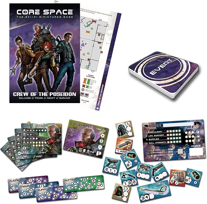 Battle Systems BSGCSE006 Core Space - Poseidon Crew - Sci Fi Miniature Game - Multi Level Tabletop War Game Board - Wargaming 40K Universe
