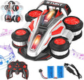 RC Cars 2.4 GHz Fast Stunt RC Car 4WD 360° Rotating RC Trucks with lights and music High Speed Off Road Stunt Truck upright walking cars Remote Control Car Toy for 6-12 Boys and Girls(RED)