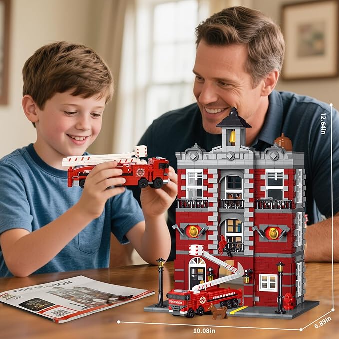 City Fire Rescue Building SetCompatible with Lego Fire Truck Building BlocksBirthday Gifts for Children and Adult (1823 PCS)